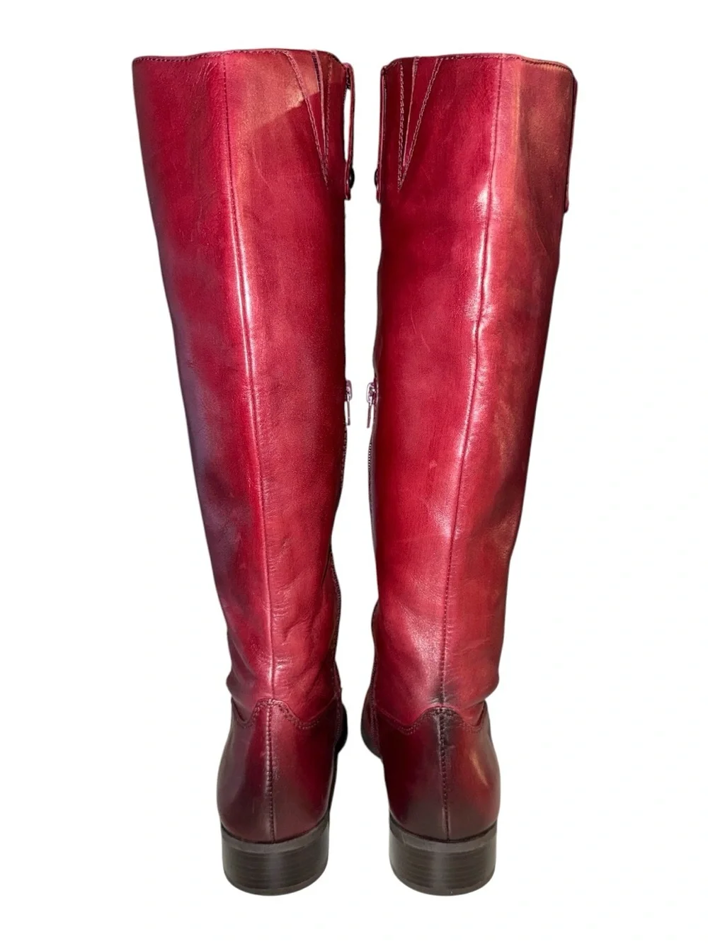 INC Fawne Merlot Leather Riding Boots, Size 8.5